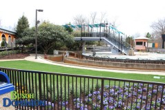 New landscaped area in front of Roman Rapids